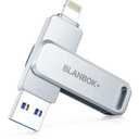 MFi Certified 256GB Flash Drive for iPhone Photo Stick, USB Memory Stick High Speed iPhone Flash Drive, External Memory Storage USB Stick Thumb Drive for iPhone/iPad/Android/PC (Metallic Silver)