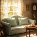 Dollhouse Couch Miniature Sofa with Pillows Dollhouse Living Room Funiture 1:12 Scale Model 3 Pcs High Simulation Upholstered Wooden Fabric Armchair Mini Room Artificial House Scene Decoration (Green)