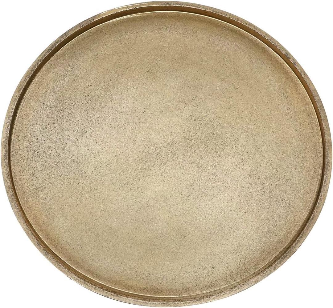 DN DECONATION Gold Tray, 14.76 Decorative Trays for Coffee Table, Farmhouse Tray, Round Wooden Trays for Living Room Decor