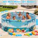 Foldable Swimming Pool for Kids 78.7"x17.7" Hard Plastic Portable Dog Pool Anti-Slip Collapsible Large Kiddie Pool Indoor Outdoor Backyard (Beach Party 79'')