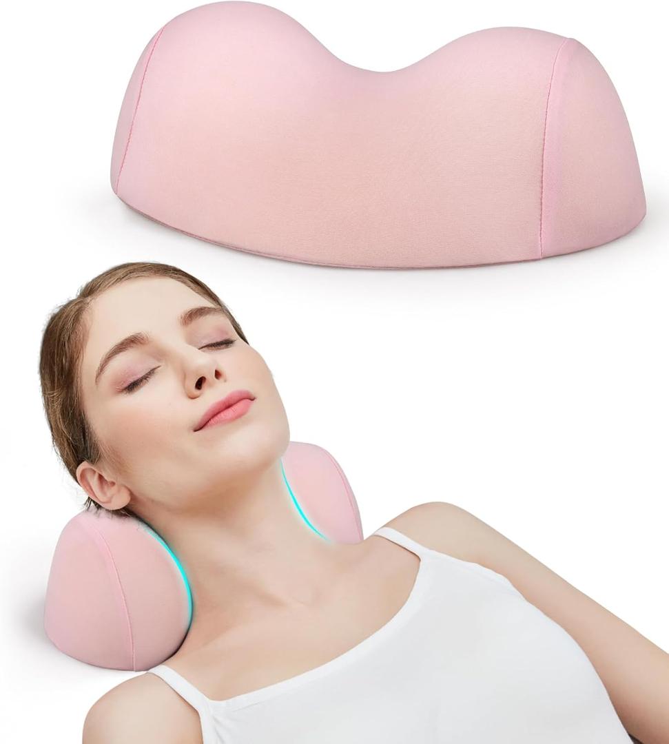 ComfortLife Small Neck Stretcher Pillow for Pain Relief, Medium Soft Cervical Traction Device Neck Mild Support Pillow Foam Cervical Neck Pillow for Tension Muscle Relax Relief (Pink)