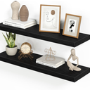 32 Inch Floating Shelves for Wall,Black 9.3" Deep Floating Shelf Set of 2,Wall Mounted Shelves for Bathroom Bedroom Living Room Kitchen Office,Shelf for Books Storage Room,Home Decor