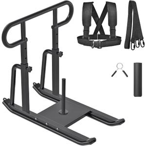 Kipika Weight Sled, Fitness Sled, Fitness Strength Training Sled, Speed Training Sled - Heavy-Duty Weight Training Equipment for Muscle Building and Explosive Power - Suitable for 1 & 2 Weight Plate (Black Height Adjustable)