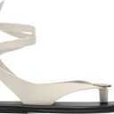 Strap Flip Flop Flat Sandals for Women with Metal Circular Ankle Strappy Ladies Fashion Cute Summer Thong Sandals Dressy. (8, White)