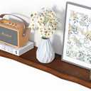 AZSKY Live Edge Floating Shelves for Wall, 36 Inch Floating Shelf, Deep Walnut Wall Mounted Pine Wood Shelf for Storage, Living Room Bedroom Kitchen Shelves Set of 1 with Invisible Bracket