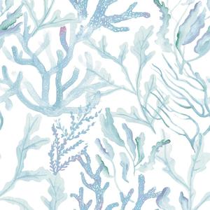 Tempaper Aqua Blue Coral Reef Removable Peel and Stick Coastal Wallpaper, 20.5 in X 16.5 ft, Made in The USA