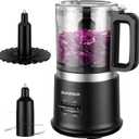 Food Chopper, 4 Cup Mini and Fast Food Processor, Electric Meat Grinder with 2 Speed, 4 Stainless Steel Blades, and Whisk, 400W Power for Chopping, Mixing, Emulsifying, Puree and Whisking, BPA-Free