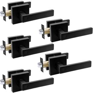 Karlstone 5 Pack Matte Black Door Handle Heavy Duty Lever Privacy Door Lock Set for Interior Door, Bedroom Door Handle