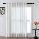 MYSKY HOME 90 Inch Natural Curtains for Sliding Glass Door Windows, Living Room Decoration Cotton Drapes Soft Comfortable Touch Farmhouse Country Patio Treatment Set, Beige White, 100" Width, 1 Panel