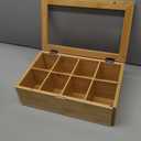 RoyalHouse Big Natural Bamboo Tea Storage Organizer with Clear Acrylic Top Window, 8 Compartments Eco-Friendly Tea Bag Holder, Multi-Functional Storage Box