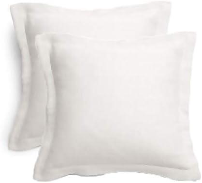 TAOSON 2pcs/Set 100% Cotton 300 Thread Count 24x24 European Square Pillow Shams Envelope Style Pillow Cover Pillowcase Pillow Protector Cushion Cover Non Zippered Only Cover No Insert (White)