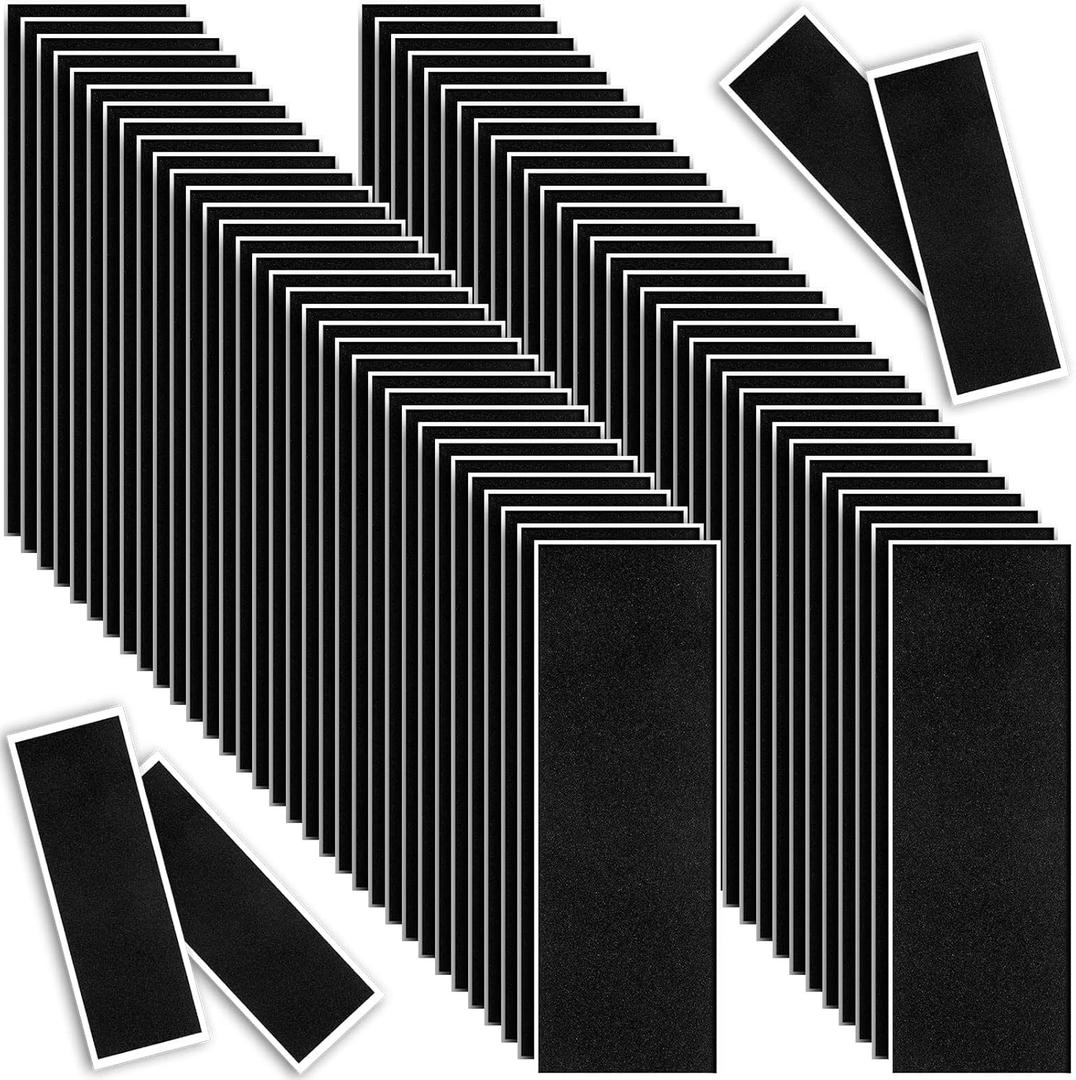 Tinlade 100 Pcs Fingerboard Grip Fingerboard Foam Tape Black Skateboard Grip Tape 110 mm x 36 mm Skateboard Deck Stickers