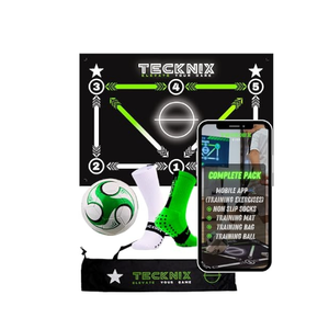 TECKNIX Soccer Training mat with app - Soccer Dribble Trainer for Kids- Soccer Skills Training Equipment - Indoor Soccer Training Game - Ideal Gift Set with Non-Slip Socks and Ball.