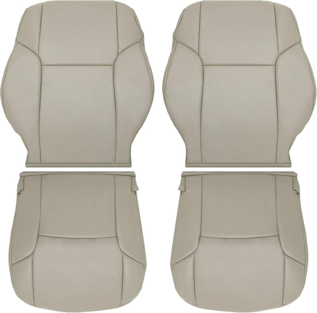 SecosAutoparts Driver & Passenger Side Bottom & Top Lean Back Leather Seat Cover Tan Compatible with Toyota 4Runner Limited 2003 2004 2005 2006 2007 2008 2009