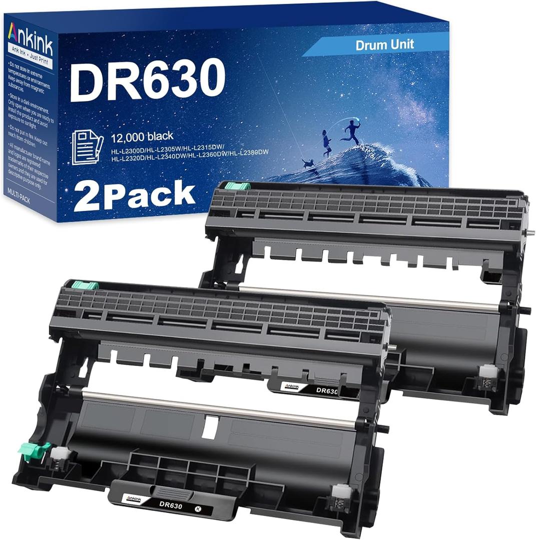 Ankink DR630 Compatible Drum Unit (Not Toner) Replacement for Brother DR-630 DR660 660 for MFC-L2700DW L2720DW L2740DW HL-L2300D L2320D L2340DW L2360DW L2380DW DCP-L2540DW Laser Printer, 2 Pack