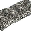Arden Outdoor Wicker Settee Cushion, 41.5 x 18, Rain-Proof, Fade Resistant Black Aurora Damask