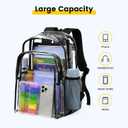 Vorspack Clear Backpack Heavy Duty - Clear Backpacks for School Transparent Bookbag for Girls Boys Large See Through Bag for Work, College, Concert - Black