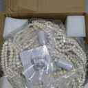 Wuhuyipi Wood Beaded Chandelier, LED Flush Mount Ceiling Light, Farmhouse Rustic Design, 2 Pack