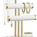 bussdis 3 Tier Bracelet Holder Display - Detachable T Bar White Velvet Bracelet Holder, Jewelry Holder Organizer for Bracelet, Necklace, Watches, Rings