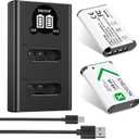 ENEGON NP-BX1 2-Pack Battery with LCD Dual USB Charger - Ideal for Sony NP-BX1 and Sony ZV-1, Cyber-Shot DSC-RX100, DSC-RX100 II/III/M4/M5/M6/M7/////VA, DSC-RX100M II