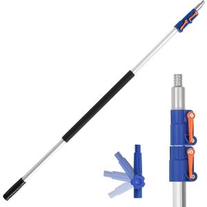 Telescoping Extension Pole, 5-12FT Multi-Purpose Extendable Pole with Universal Twist-on Metal Tip for Hanging Light Bulb Changer, Paint Roller, Duster, Window/Gutter Cleaning