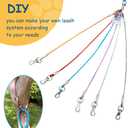 Chew Proof Dog Leash - 2Pack Metal Cable Lead,No Tangle Multiple Dog Leashes for Dogs- Heavy Duty Leash Extender for Collars & Harnesses(2 Pack Black, 20in/50cm)