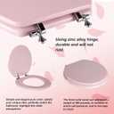 Pink Round Toilet Seat Natural Wood Toilet Seat with Zinc Alloy Hinges, Easy to Install also Easy to Clean, Scratch Resistant Toilet Seat by Angol Shiold (Round, Pink)