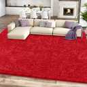 5x7 Red Area Rugs for Living Room, Fluffy Shag Rug for Bedroom Nursery, Ultra Soft Comfy, Fuzzy Shaggy Plush Carpet for Kids Boys Girls Teen Dorm Indoor Home Decor, Upgrade Non-Slip