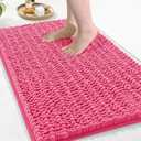 Arotive Luxury Chenille Bathroom Rug Mat, Extra Soft Thick Absorbent Shaggy Bath Rugs, Non-Slip Machine Wash Dry, Plush Bath Mats for Bathroom, Shower and Tub, 30x20, Deep Pink