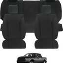 ROCCS Leather Seat Covers 5 Seats Full Set Fit for 2009-2024 Dodge Ram 1500 Cushion Cover Breathable,2010-2023 Dodge Ram 2500 3500 Airbag Compatible Waterproof Truck Seat Cover Black