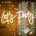 ATOLS Let's Party Neon Sign for Wall Decor, with Dimmer Switch,16x7Inch 12V Reusable Neon Light Sign for Bachelorette Party, Engagement Party, Birthday Party,Wedding,Warm White