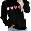 KNEYATTA Valentine Day Sweatshirts for Women Valentine Heart Sweatshirt Valentines Shirt Vintage Pullover Tops (Large, Black)