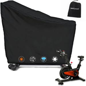 Exercise Bike Cover, Upright Indoor Cycling Protective Cover, Oxford Waterproof Fabric, Windproof, Dustproof, UV Resistant-for Peloton、Schwinn、NordicTrack，Ideal for Indoor and Outdoor Use (Black)