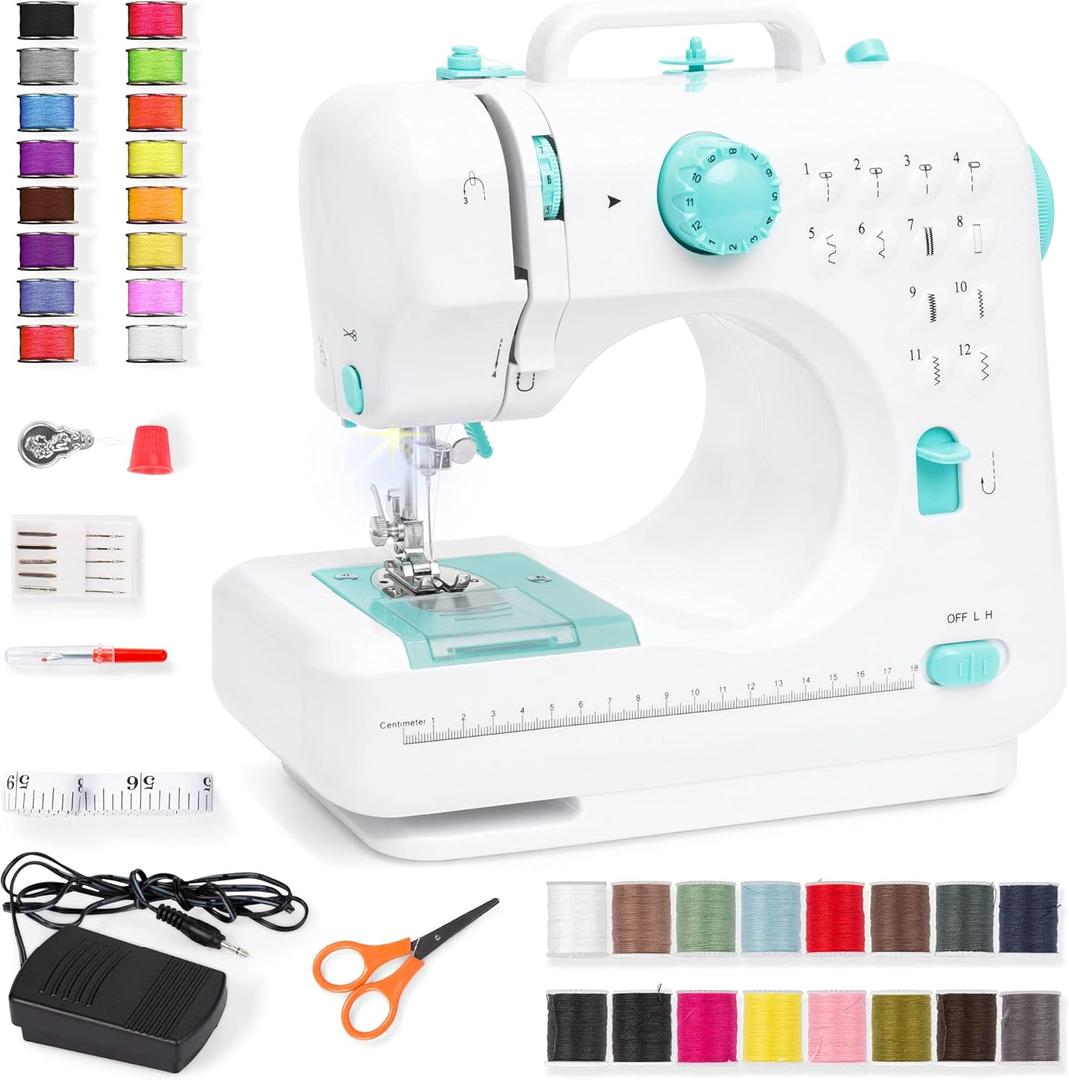 Mini Sewing Machine for Beginner by Phildim - Small Electric Sewing Machines with 2 Speed 12 Built-in Stitch Patterns PD-054-A11