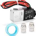 2V025-08 Pneumatic Solenoid Valve DC24V, 2 Way Normally Closed, 1/4" NPT, Pilot-Operated Single Coil, Fast Response Electric Air Valve Out Of Line & Quick Connect Fittings