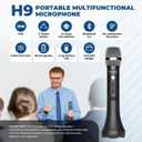 Bluetooth Microphone Wireless Voice Amplifier, Professional Intelligent Noise Cancelling Handheld/Desktop Mic Speaker, 15W Wireless Mic with 3 Sound Effects for Teaching Singing Speaking Karaoke H9