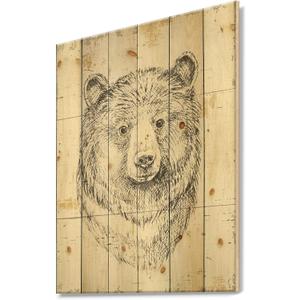 Delete No Copyright Traditional Wood Wall Decor, Grey Wood Wall Art, Large Animals Wood Wall Panels Printed On Natural Pine Wood Art (32L" x 24W")