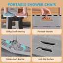 Foldable Bath Shower Safety Chair Seat, 17.7" High Anti-Slip Bench Bath tub Stool for Elderly or Seniors (ShowerChair Grey)