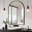 Delma Arched Bathroom Mirror, 24"x36" Wall Mounted Vanity Mirror for Bedroom, Living Room and Entryway, Black