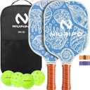 niupipo Pickleball Paddles Set of 2/4/1, USAPA Approved Graphite Carbon Fiber Pickleball Rackets, Polypropylene Honeycomb Core, Cushion 4.72In Grip, Bag/Cover, Pickle Ball Paddle Set for Men Women (Sky Blue)