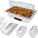 12 Qt, Electric Chafing Dish,Party Commercial Buffet Set Food Warmers for Parties Buffet Warmer Roll Top Chafers Electric Chafing Dishes, Full Size & Half-Size &Three-Section,600w