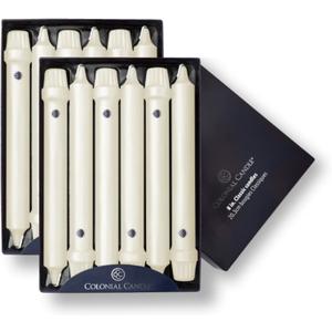 Colonial Candle Unscented Taper Candle, Classic Collection, Ivory, 8 In, Pack of 12 - Up to 6 Hours Burn
