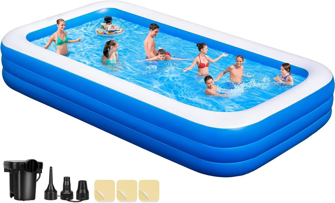 Large Inflatable Pool for Adults - 150" X 74" X 22" Oversized Blow Up Swimming Pool with Pump, Thickened Family Pools for Backyard Outdoor