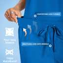 Scrubs for Women Set V-Neck Top & Straight Leg Pants 12 Pockets for Nurses & Healthcare Workers (Blue, M)