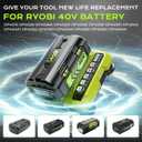 6.0Ah Battery Replace for Ryobi 40V Battery Compatible with Ryobi 40 Volt OP4026A OP4015 OP4040 OP40201 OP4050A OP40261 OP4030 OP4060 Power Tools (2Pack) (2PACK+Charger)