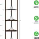 Wisuce Corner Shelf Stand - 5 Tier Walnut Bamboo Small Corner Bookshelf for Office Kitchen Bedroom Plant Stand Living Room Decor Small Space