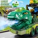 10 in 1 Dinosaur Truck Toys for Kids Aged 3-5 4-8 with Foldable Race Track, Carrier Truck with 9 Dinosaur Toy Car for Boys, Spraying, Light and Sound, Birthday Gifts for Girls Toddlers 5-7