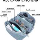 BOYATU Travel Makeup Bags Cosmetic Organizer Bag: 3-Set Large Capacity Make up Bag - PU Leather Toiletry Bags for Women - Wide Open Portable Pouch with Divider & Handle (01-Light Blue)