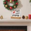 2 x He Sees You When You're Pooping Sign, Funny Christmas Bathroom Decor, Friends Coworkers Gifts for Christmas, Home Bathroom Decorations 4 x 4 Inches