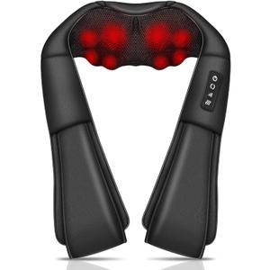 Shoulder Massager with Soothing Heat, 3D Deep Tissue Kneading Massager Gifts for Women Men, Use at Home and Car, Body Muscle Pain Relief (Color : Beige)